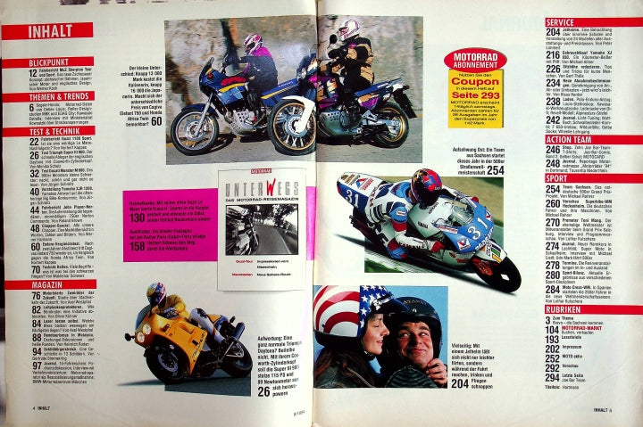 Inhaltsverzeichnis Motorrad 08/1994