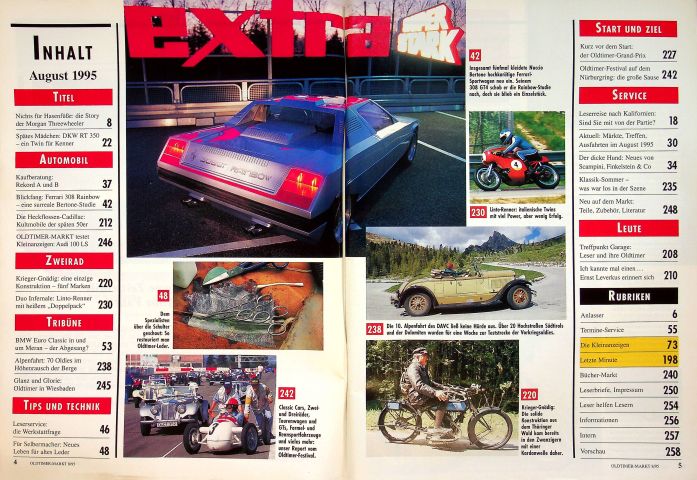Inhaltsverzeichnis Oldtimer Markt 08/1995