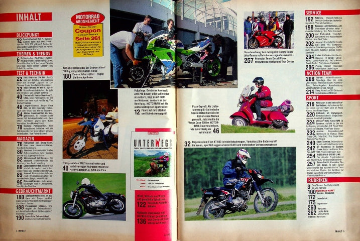 Inhaltsverzeichnis Motorrad 08/1995