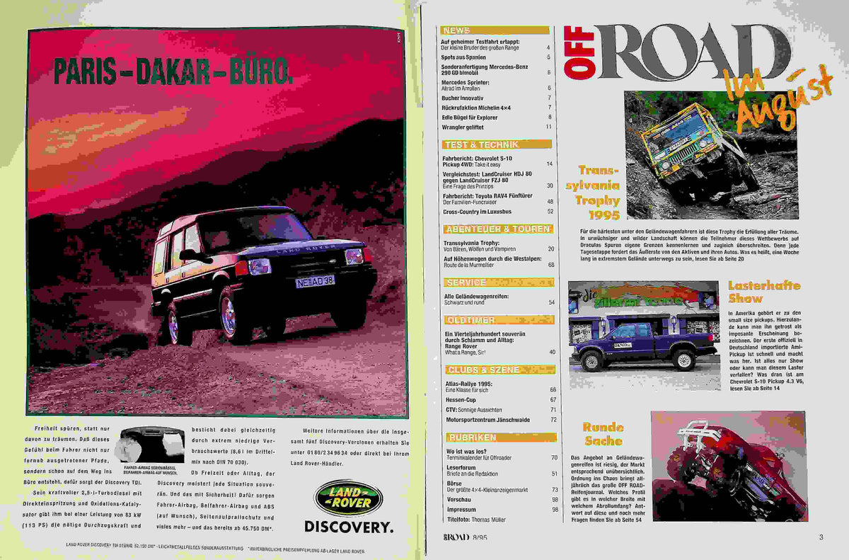 Inhaltsverzeichnis Offroad 08/1995