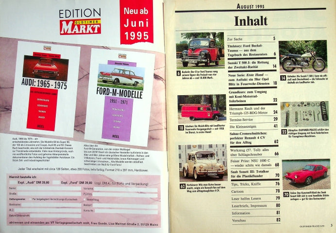 Inhaltsverzeichnis Oldtimer Praxis 08/1995