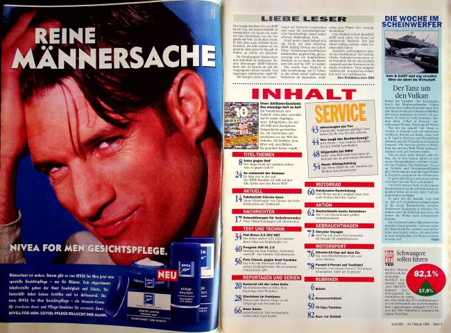 Inhaltsverzeichnis Auto Bild 08/1996