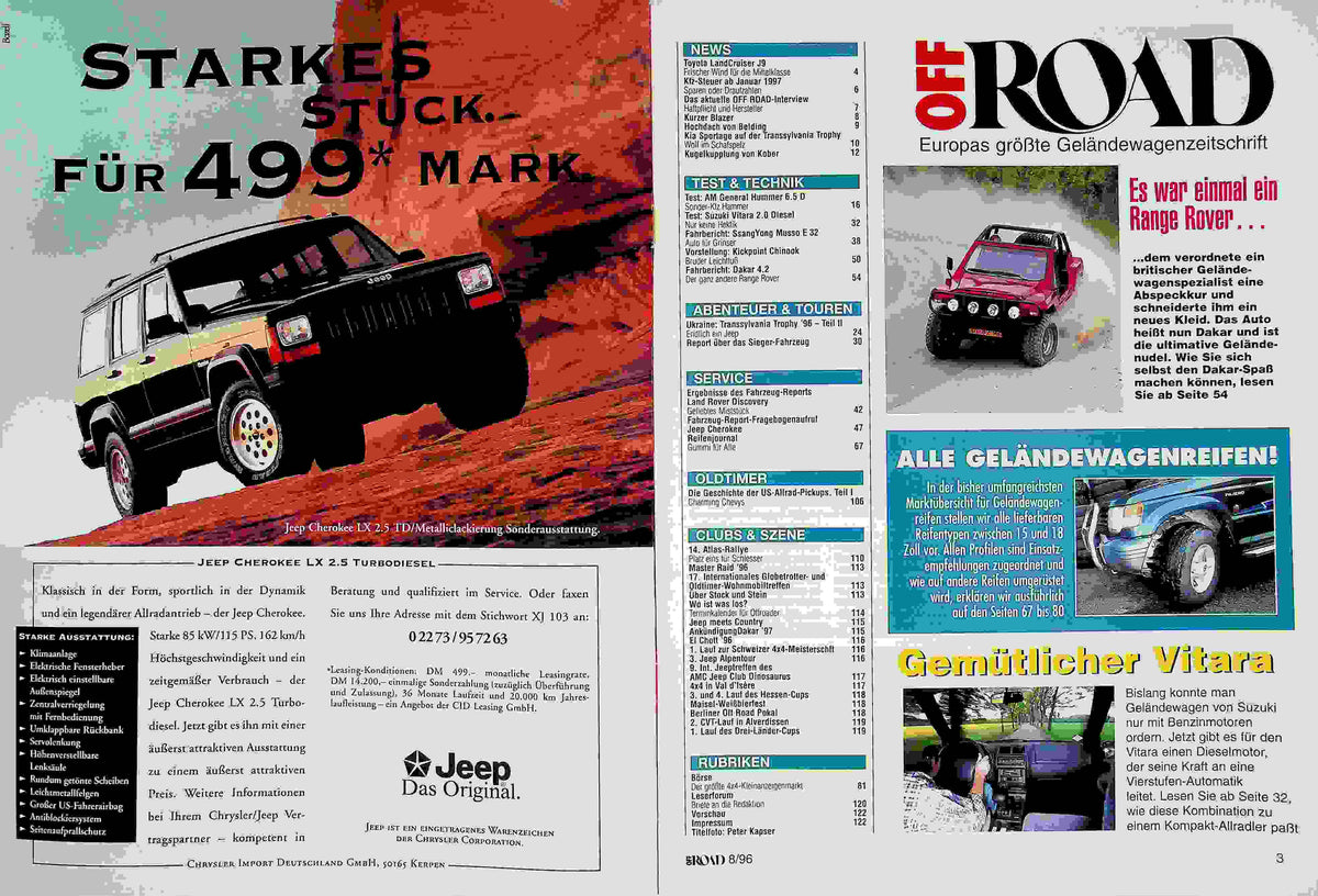 Inhaltsverzeichnis Offroad 08/1996