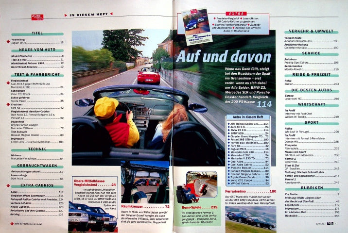 Inhaltsverzeichnis Auto Motor und Sport 08/1997