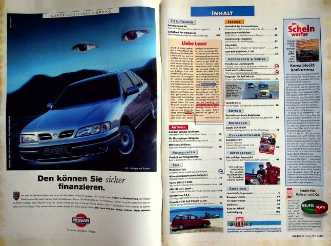 Inhaltsverzeichnis Auto Bild 08/1997