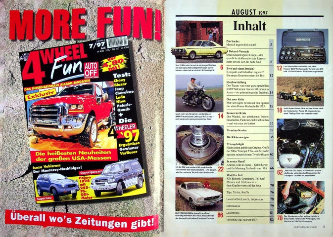 Inhaltsverzeichnis Oldtimer Praxis 08/1997