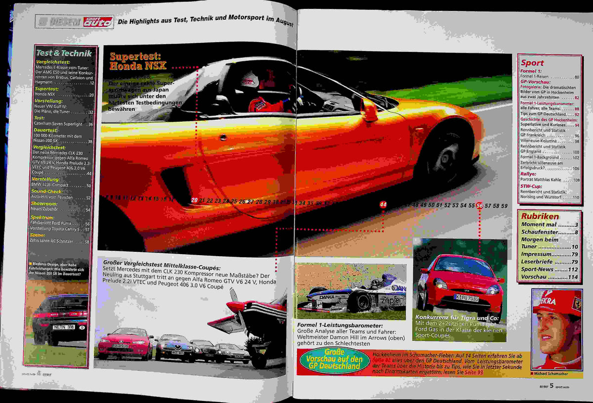 Inhaltsverzeichnis Sport Auto 08/1997