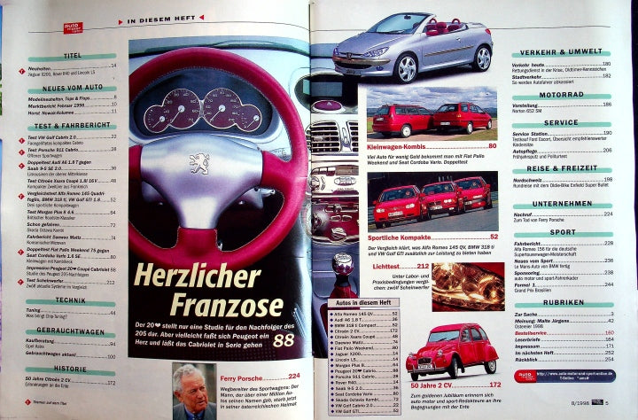 Inhaltsverzeichnis Auto Motor und Sport 08/1998