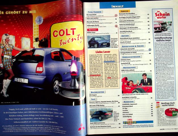 Inhaltsverzeichnis Auto Bild 08/1998