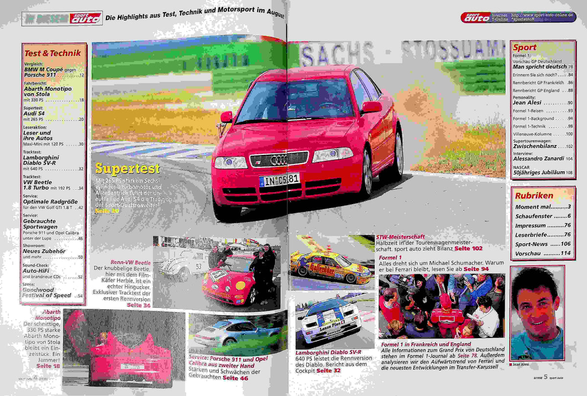 Inhaltsverzeichnis Sport Auto 08/1998