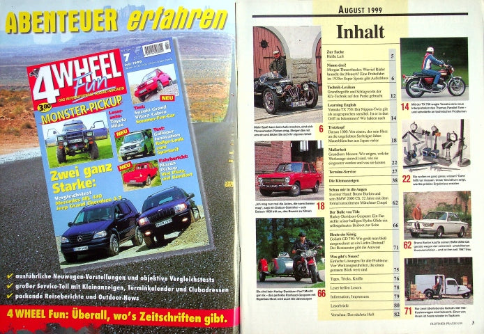 Inhaltsverzeichnis Oldtimer Praxis 08/1999