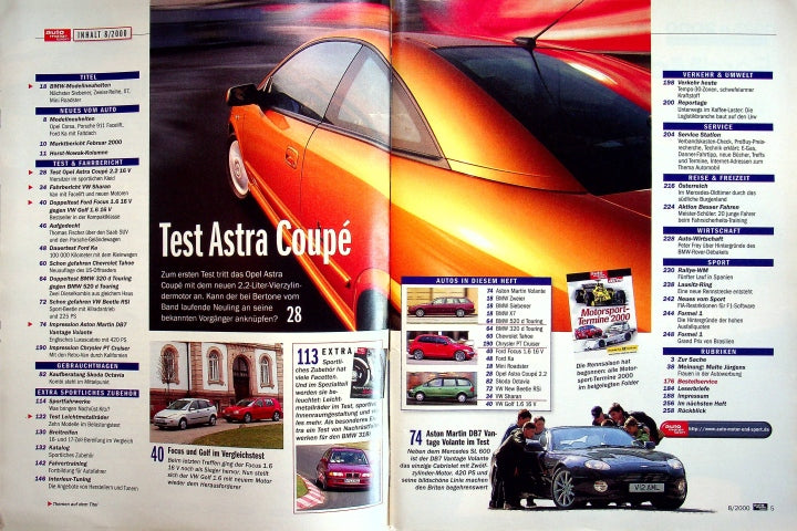 Inhaltsverzeichnis Auto Motor und Sport 08/2000