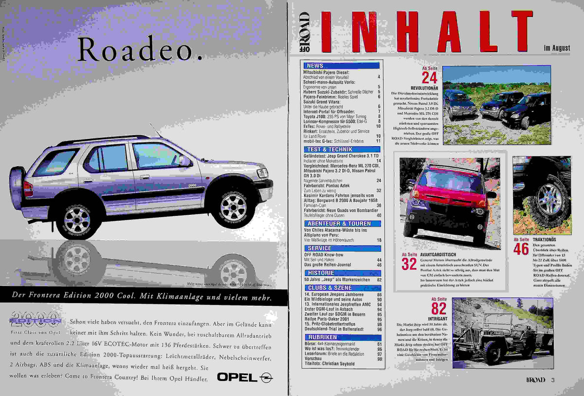 Inhaltsverzeichnis Offroad 08/2000