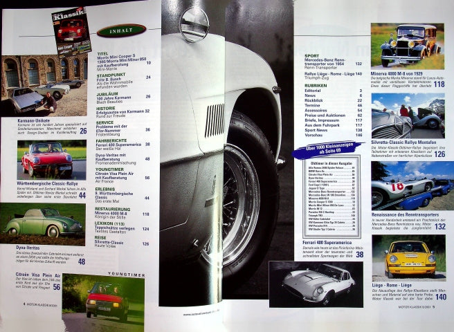 Inhaltsverzeichnis Motor Klassik 08/2001