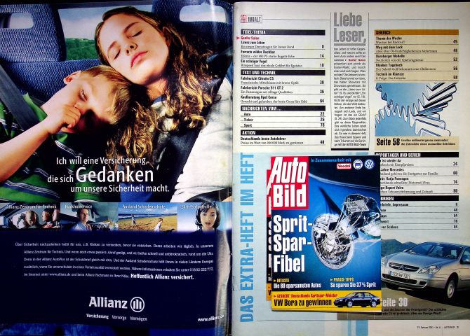 Inhaltsverzeichnis Auto Bild 08/2001