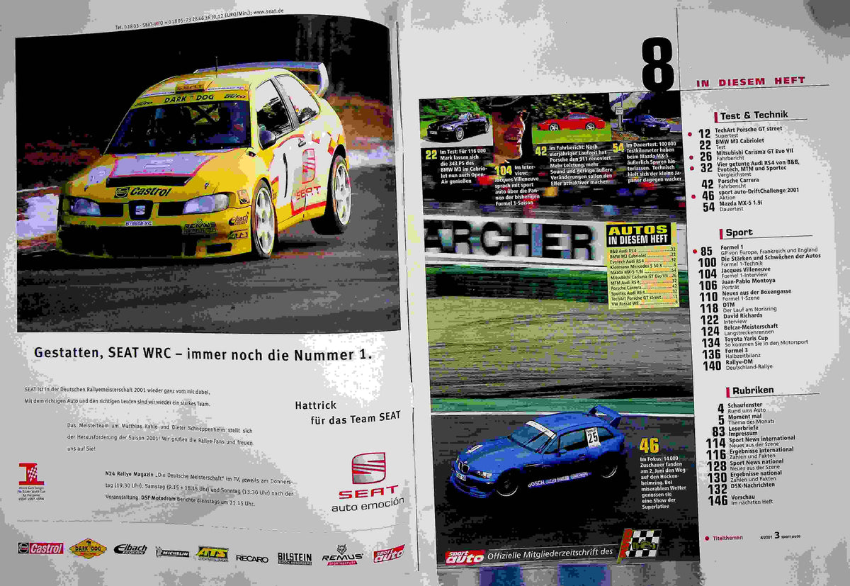 Inhaltsverzeichnis Sport Auto 08/2001
