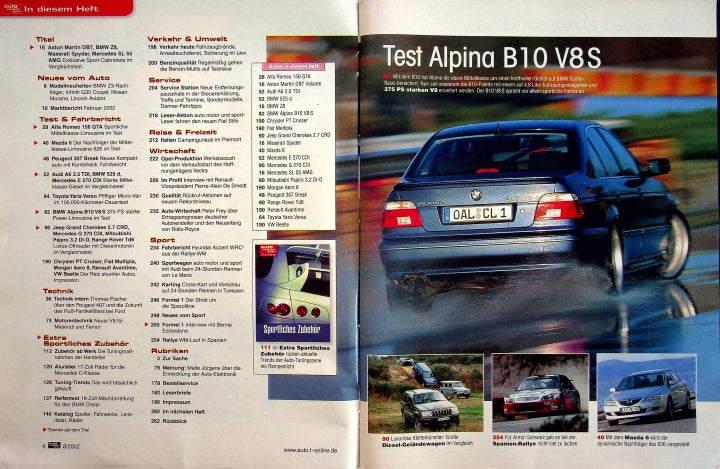 Inhaltsverzeichnis Auto Motor und Sport 08/2002