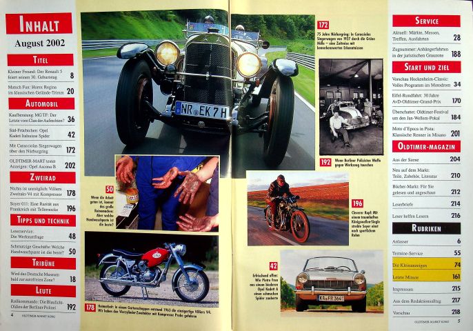 Inhaltsverzeichnis Oldtimer Markt 08/2002