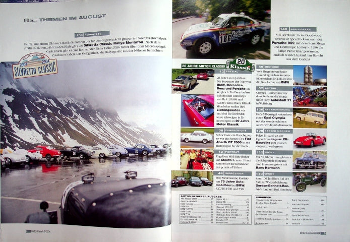 Inhaltsverzeichnis Motor Klassik 08/2004