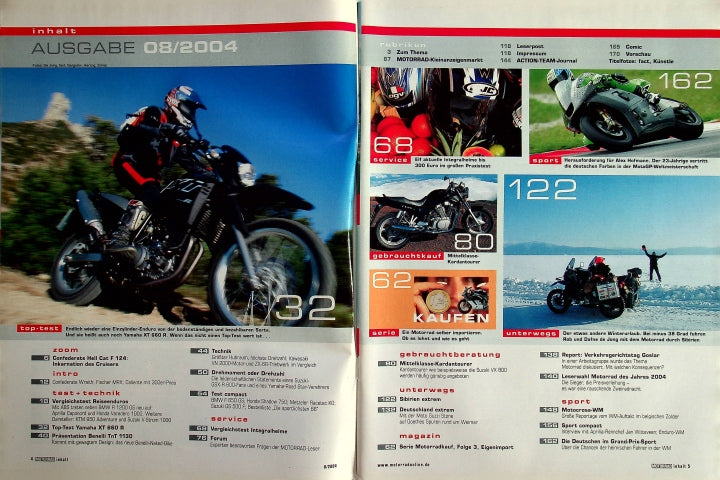 Inhaltsverzeichnis Motorrad 08/2004