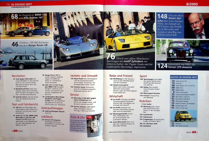 Inhaltsverzeichnis Auto Motor und Sport 08/2005