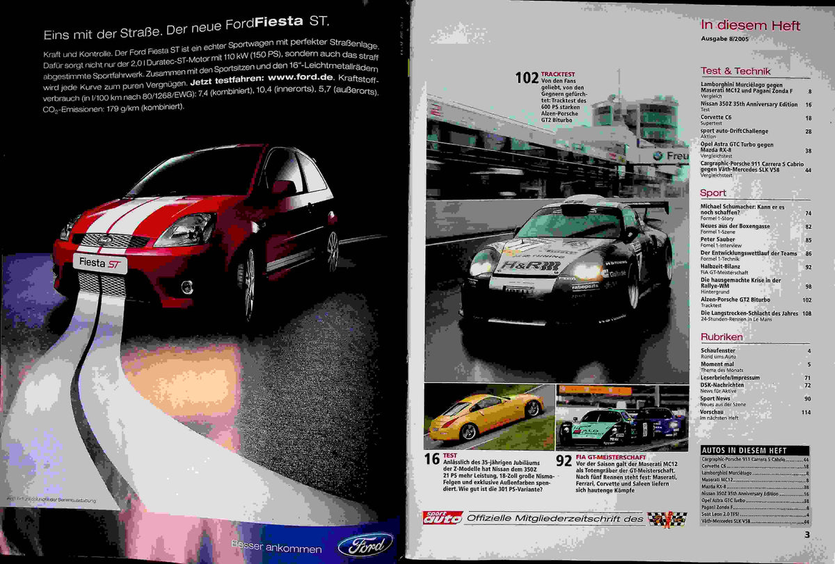 Inhaltsverzeichnis Sport Auto 08/2005