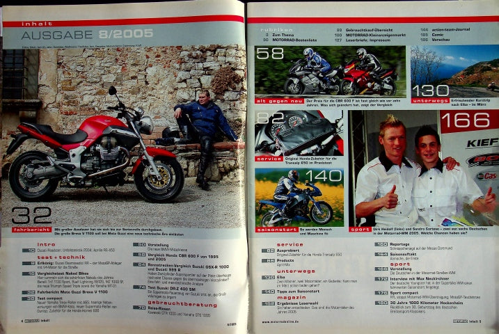 Inhaltsverzeichnis Motorrad 08/2005