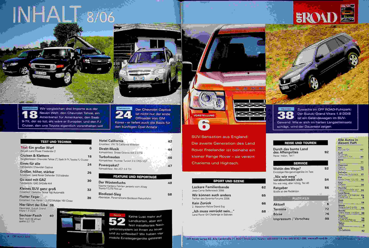 Inhaltsverzeichnis Offroad 08/2006