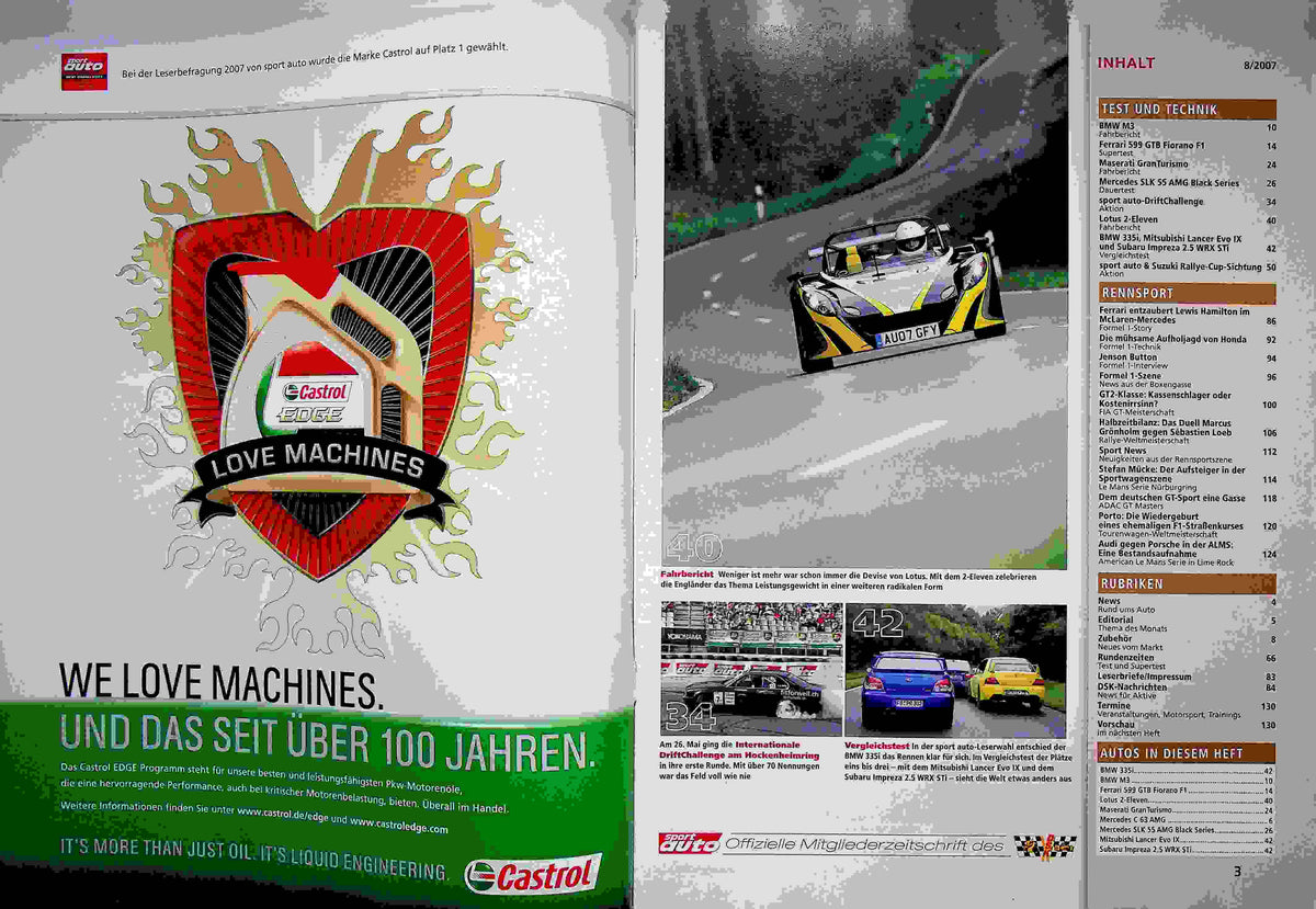 Inhaltsverzeichnis Sport Auto 08/2007