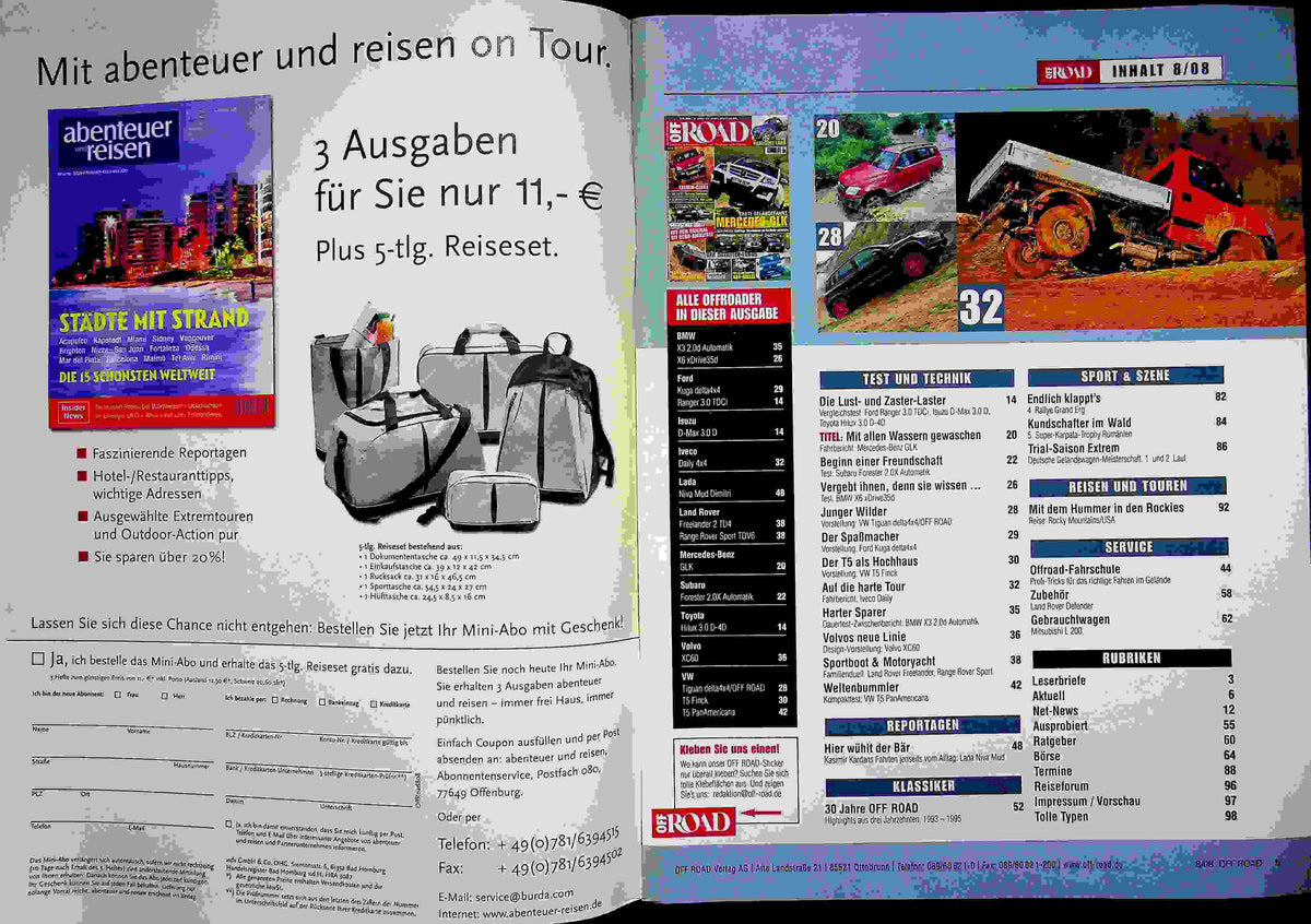 Inhaltsverzeichnis Offroad 08/2008