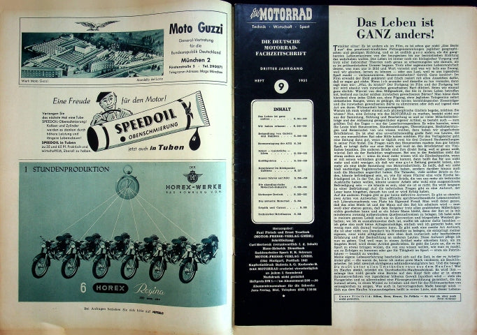 Inhaltsverzeichnis Motorrad 09/1951