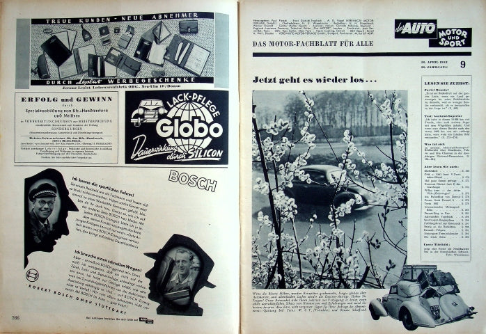 Inhaltsverzeichnis Auto Motor und Sport 09/1952