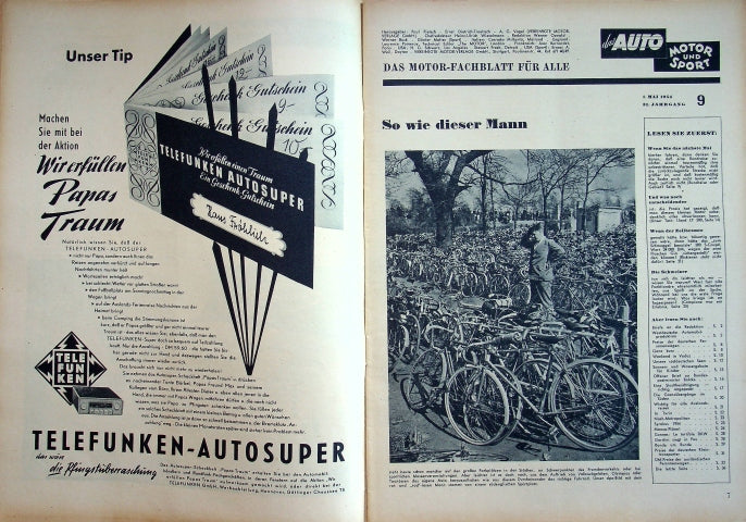 Inhaltsverzeichnis Auto Motor und Sport 09/1954