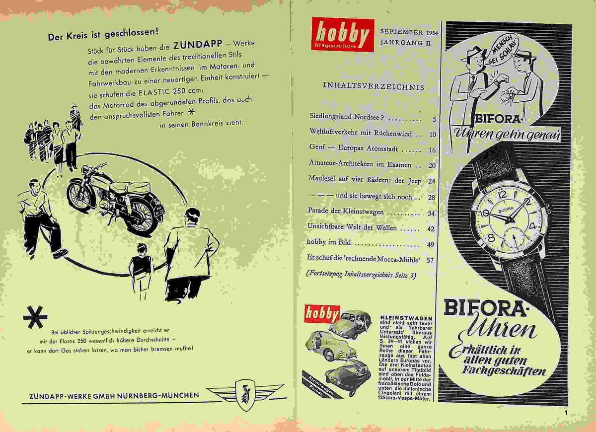 Inhaltsverzeichnis Hobby 09/1954