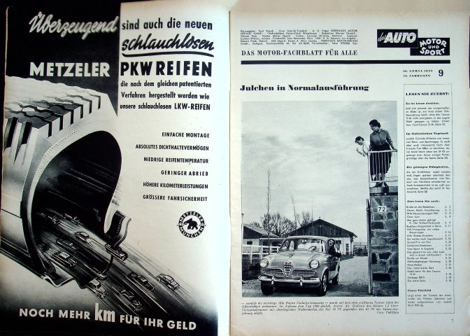 Inhaltsverzeichnis Auto Motor und Sport 09/1955