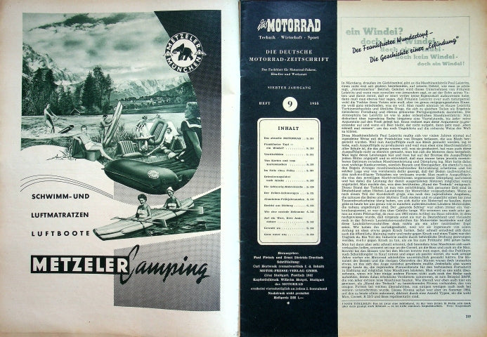 Inhaltsverzeichnis Motorrad 09/1955