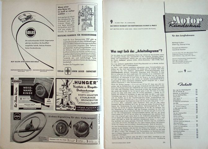 Inhaltsverzeichnis Motor Rundschau 09/1957