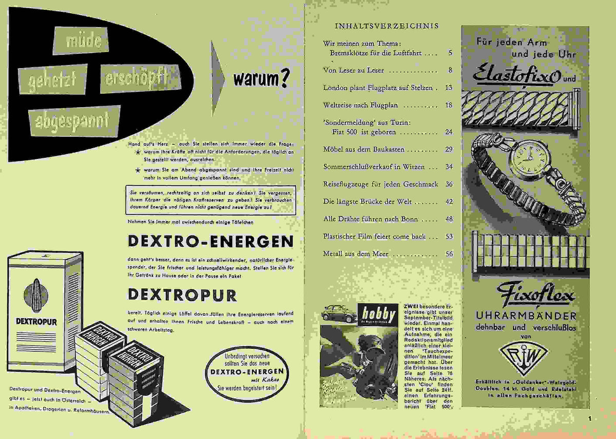 Inhaltsverzeichnis Hobby 09/1957