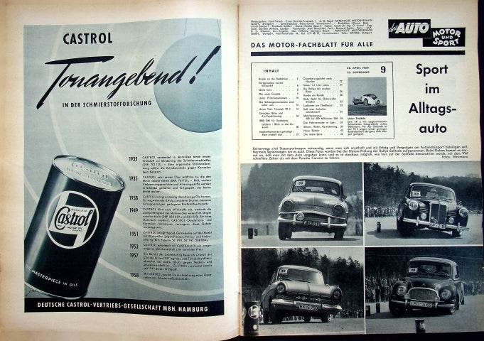 Inhaltsverzeichnis Auto Motor und Sport 09/1958
