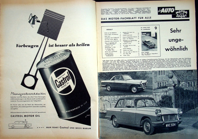 Inhaltsverzeichnis Auto Motor und Sport 09/1959