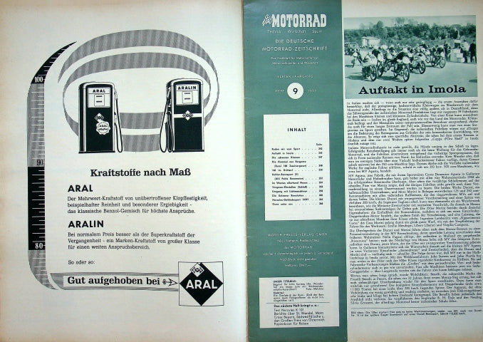 Inhaltsverzeichnis Motorrad 09/1959