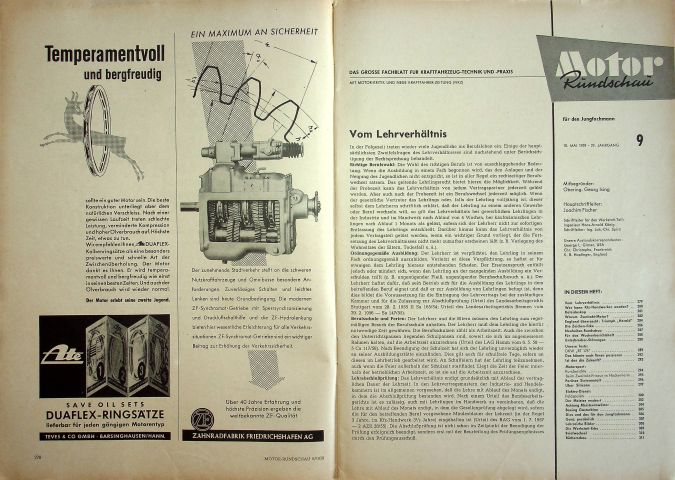 Inhaltsverzeichnis Motor Rundschau 09/1959