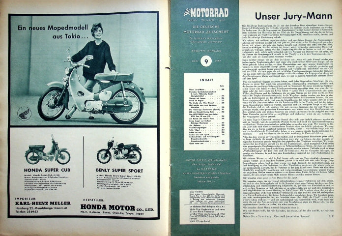Inhaltsverzeichnis Motorrad 09/1960