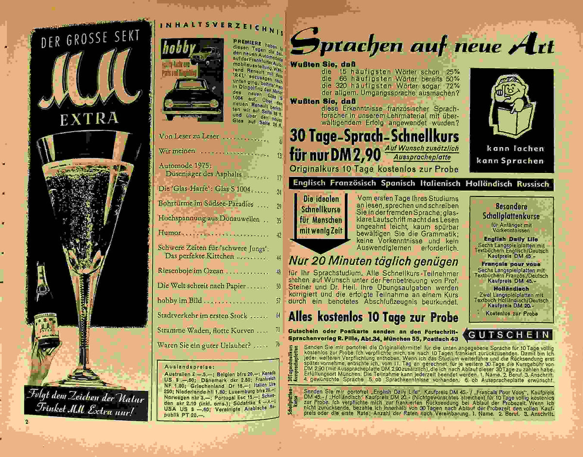Inhaltsverzeichnis Hobby 09/1961