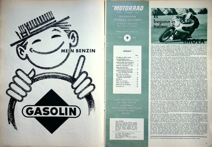 Inhaltsverzeichnis Motorrad 09/1961