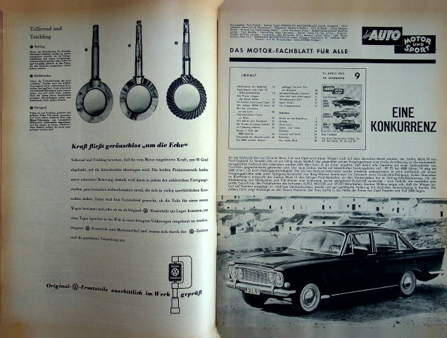 Inhaltsverzeichnis Auto Motor und Sport 09/1962