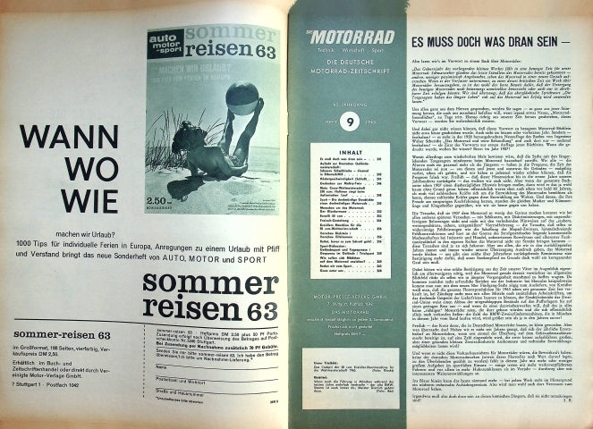 Inhaltsverzeichnis Motorrad 09/1963