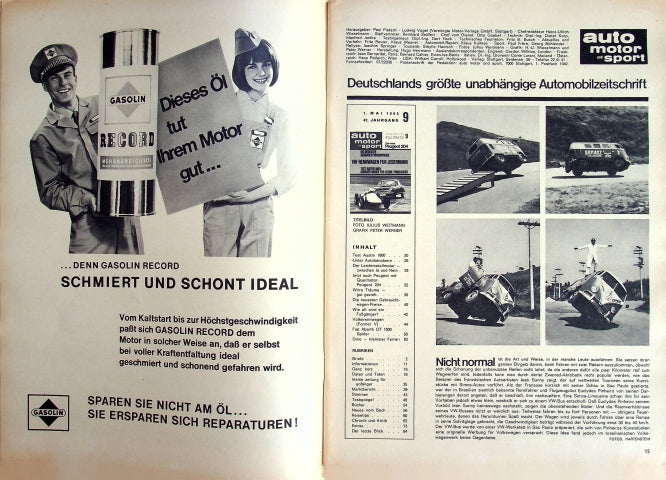 Inhaltsverzeichnis Auto Motor und Sport 09/1965