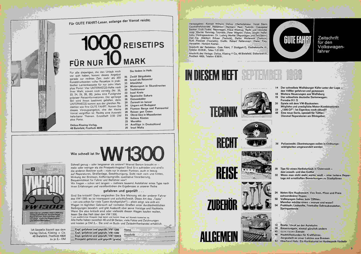 Inhaltsverzeichnis Gute Fahrt 09/1966
