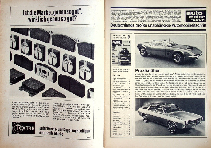 Inhaltsverzeichnis Auto Motor und Sport 09/1967